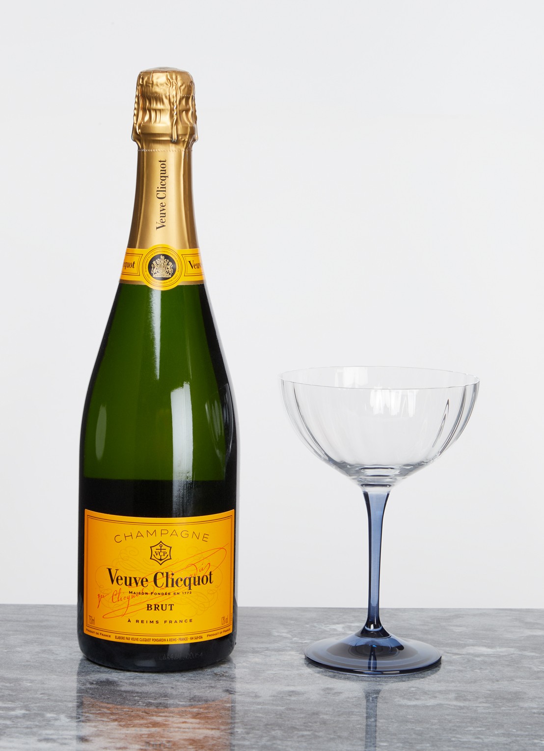Anna + Nina Ocean champagne glas 15 cl - voorkant 2 staalblauw