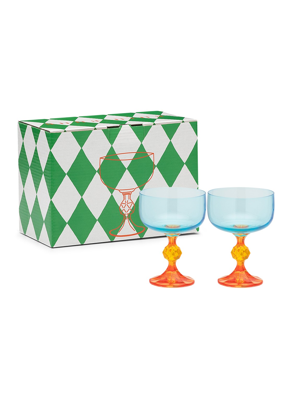 Anna + Nina Paradise cocktailglas set van 2 - voorkant 2 multicolor