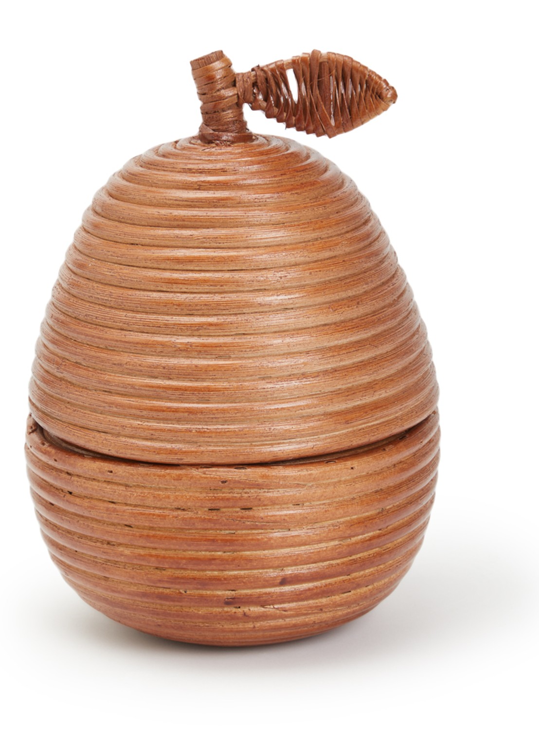Anna + Nina Pear rattan opbergdoos 28 cm  - voorkant bruin