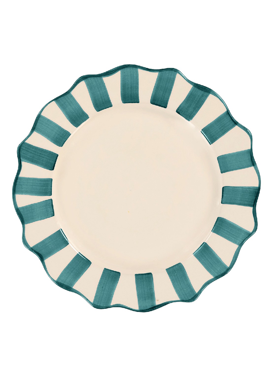 Anna + Nina Pine Scalloped dinerbord 26 cm - voorkant blauw