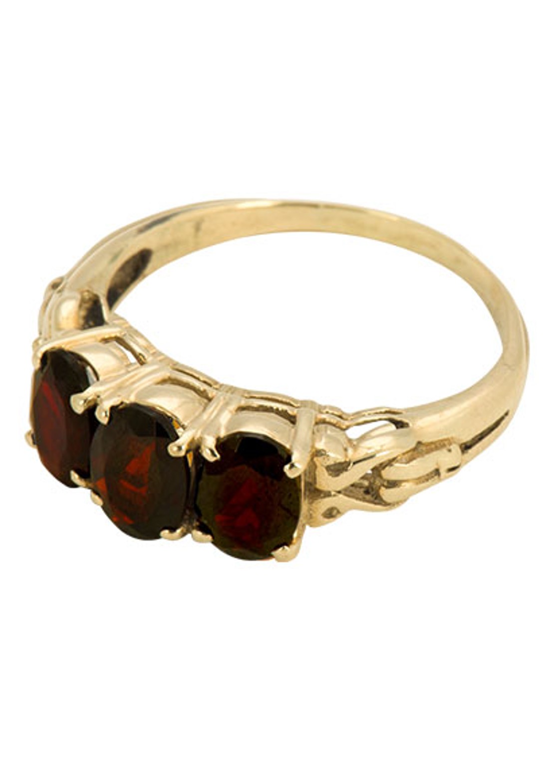 Anna + Nina Rose Garnet ring van 14 karaat geelgoud met granaat - voorkant 2 goud