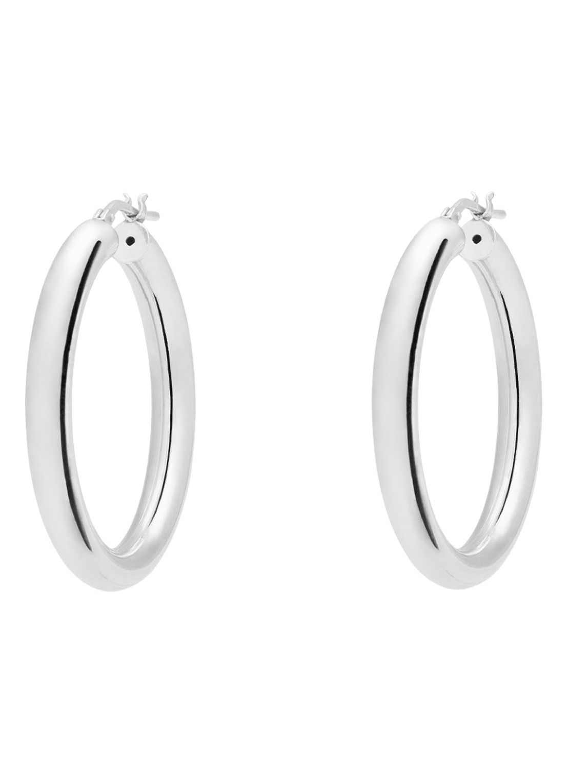 Anna + Nina Round Plain oorringen van zilver - voorkant zilver