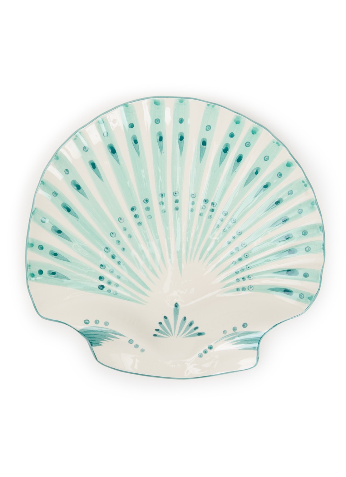 Anna + Nina Shell serveerschaal 33 cm - voorkant 2 groen