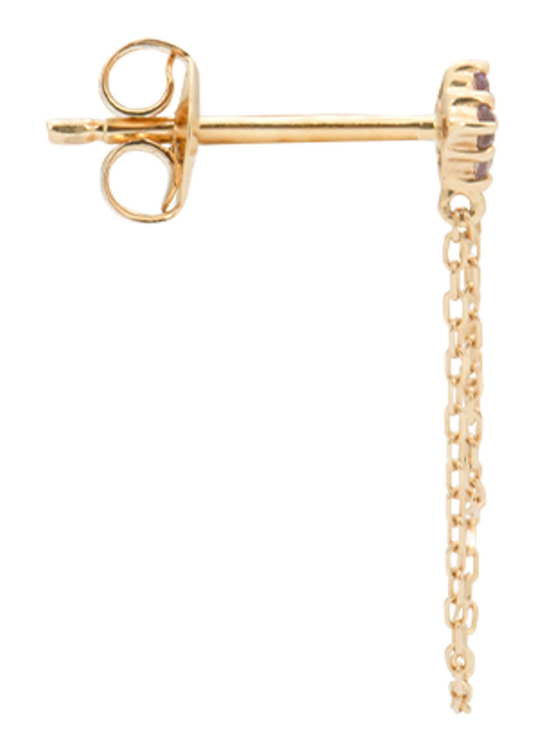 Anna + Nina Single Gilded Chain oorknopjes van 14 karaat geelgoud met amethist en citrien - detail 3 geelgoud