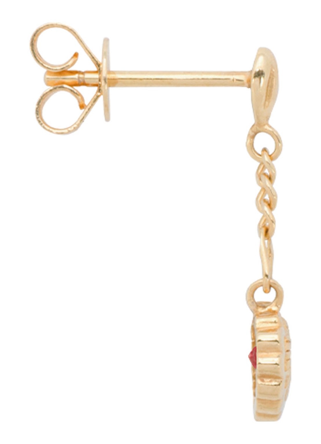 Anna + Nina Single Pure Love oorknopjes van 14 karaat geelgoud met granaat - detail 3 geelgoud
