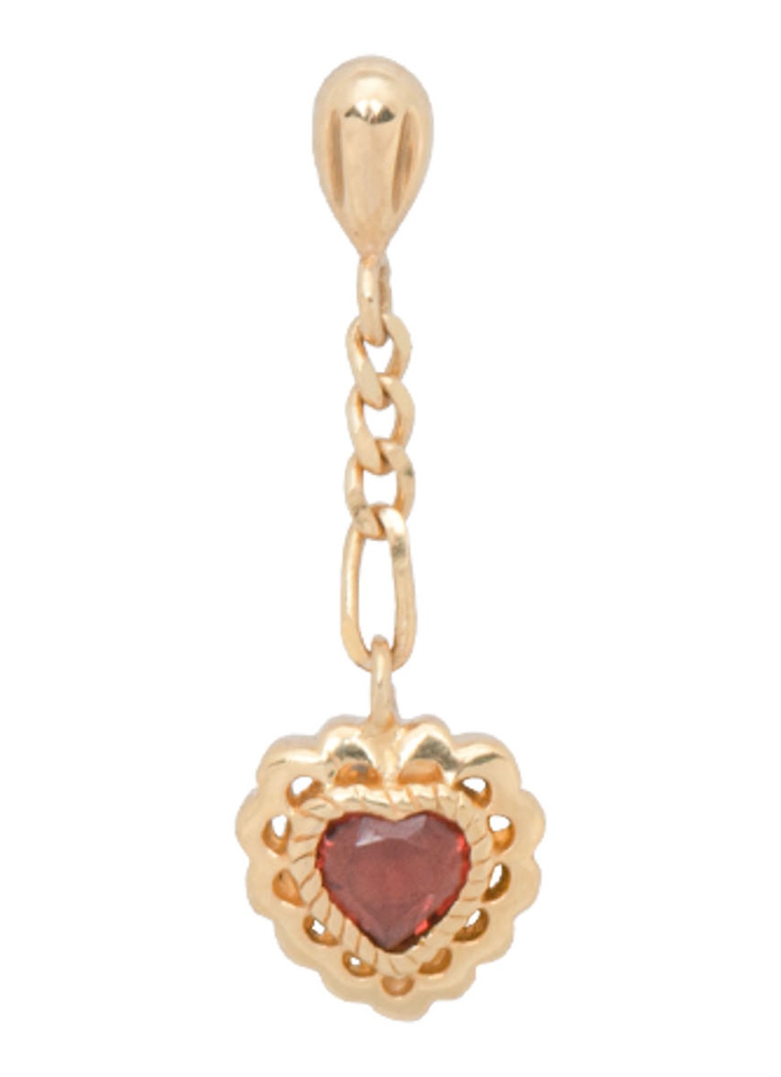 Anna + Nina Single Pure Love oorknopjes van 14 karaat geelgoud met granaat - detail 4 geelgoud