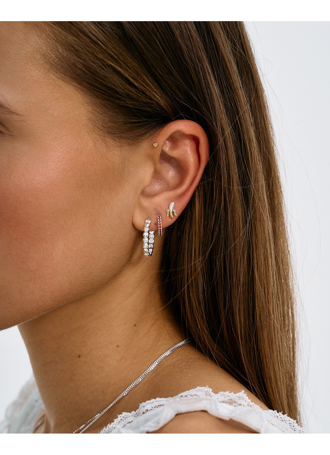 Anna + Nina Small Relic oorringen - voorkant 2 zilver