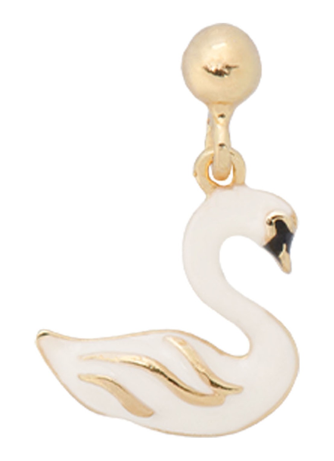Anna + Nina Swan Lake Stud enkele oorsteker verguld - voorkant wit