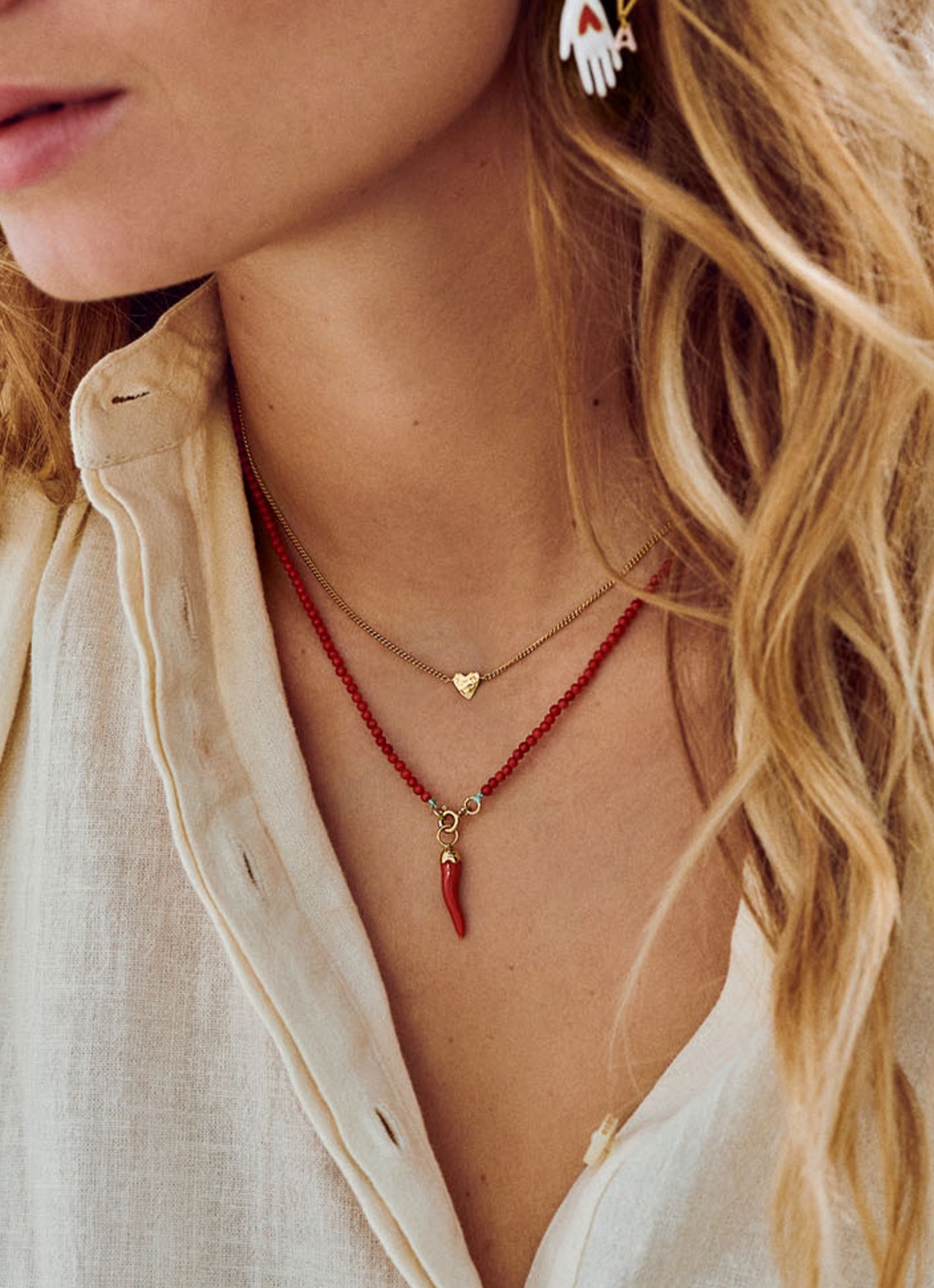 Anna + Nina Te Quiero ketting verguld - voorkant 3 goud