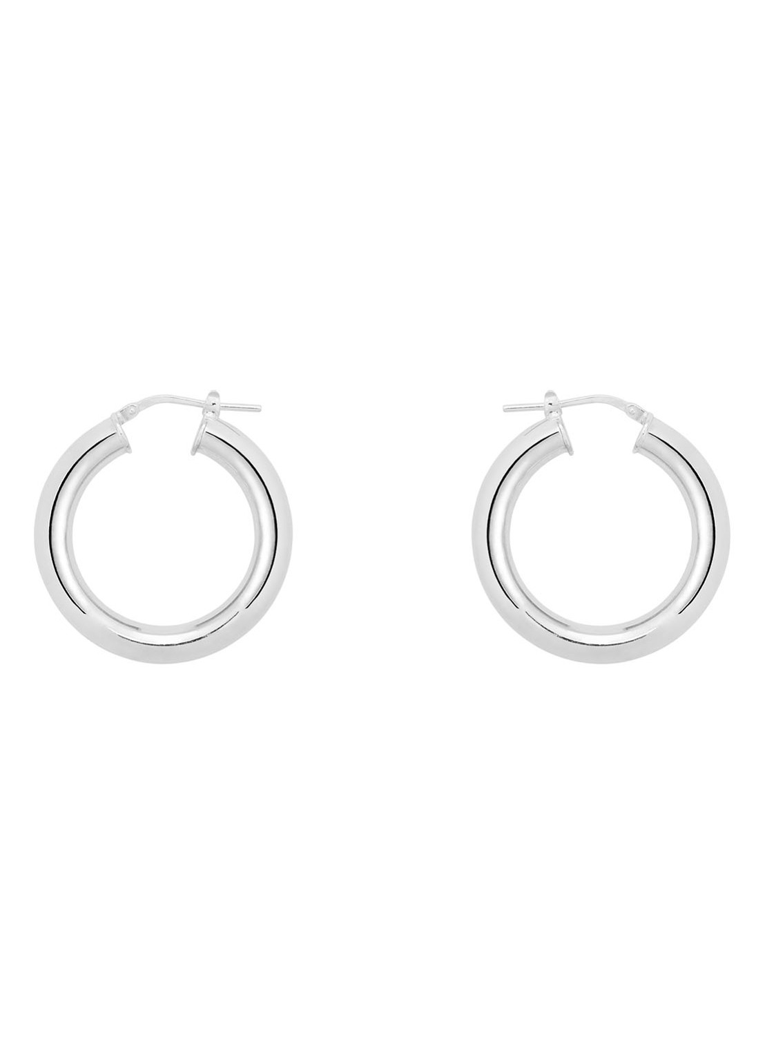 Anna + Nina Thick Plain L oorringen van zilver - detail 3 zilver