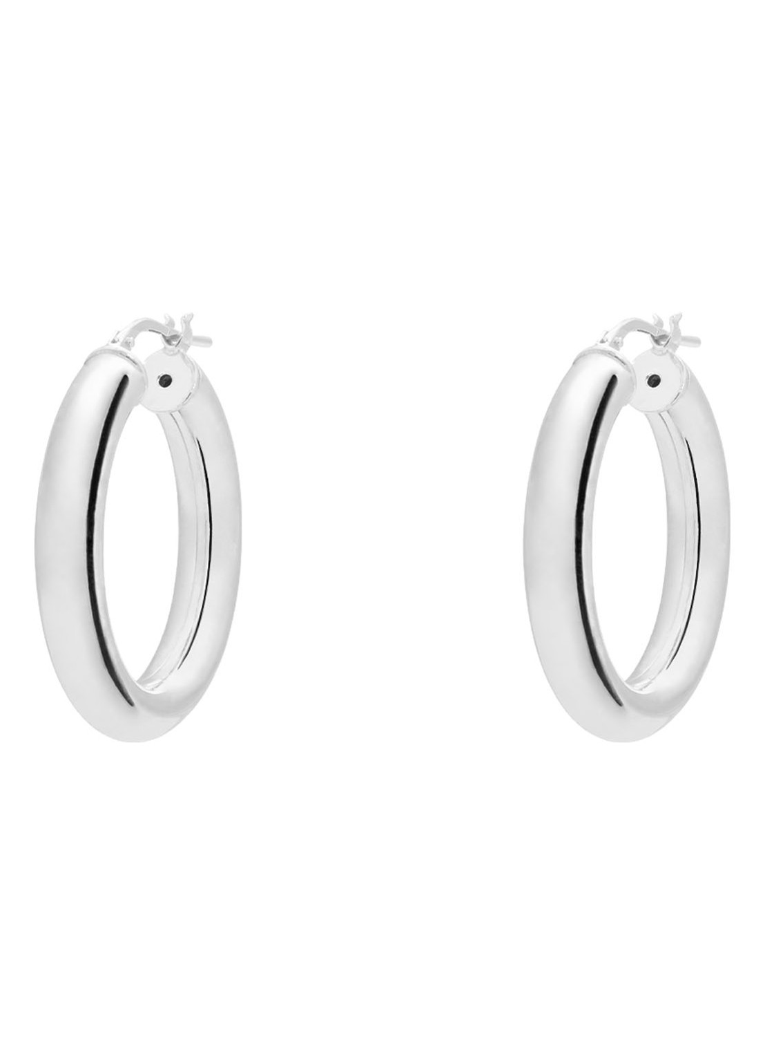 Anna + Nina Thick Plain L oorringen van zilver - voorkant zilver