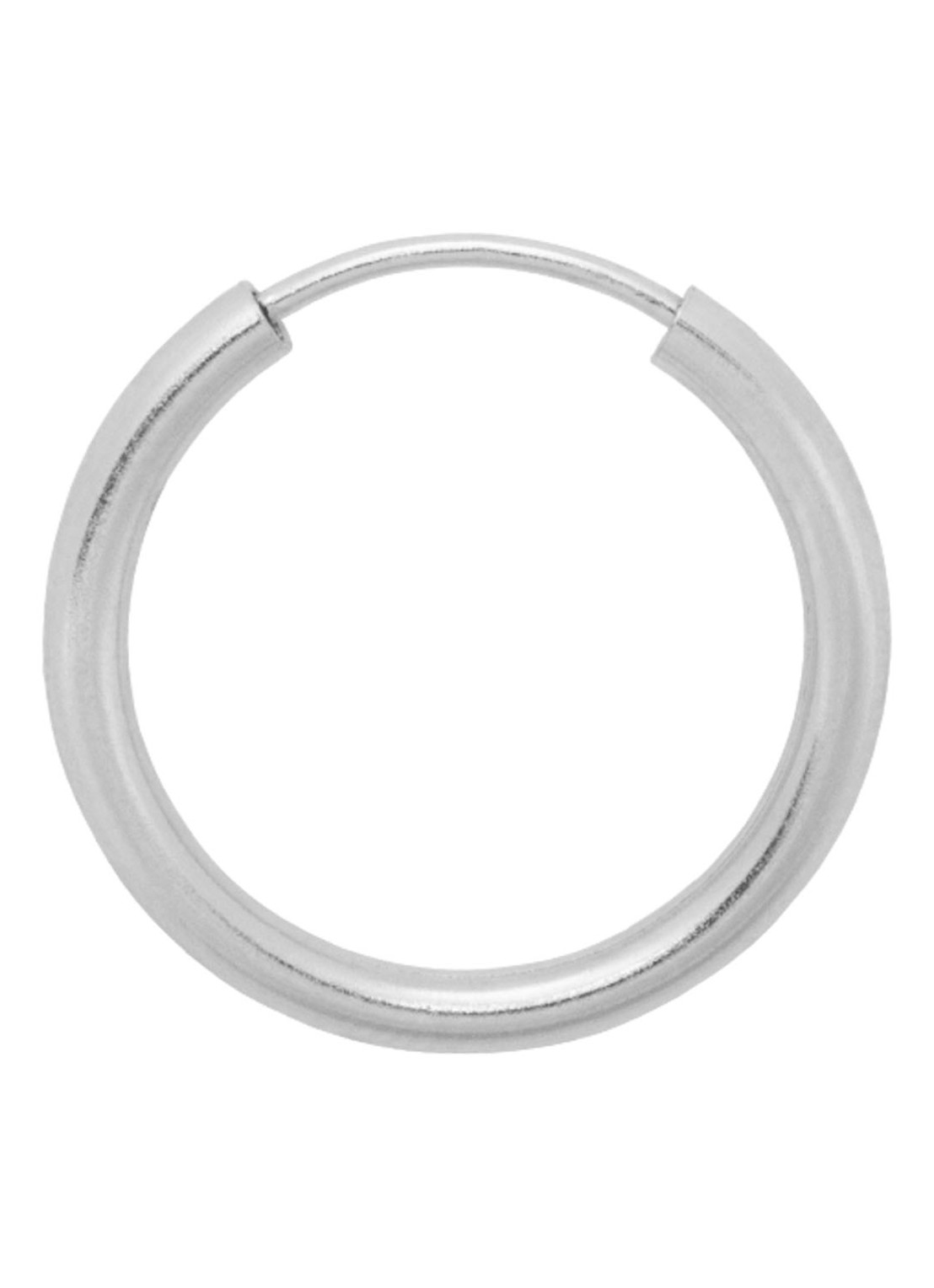 Anna + Nina Thick Plain Large enkele oorring van zilver - voorkant 2 zilver