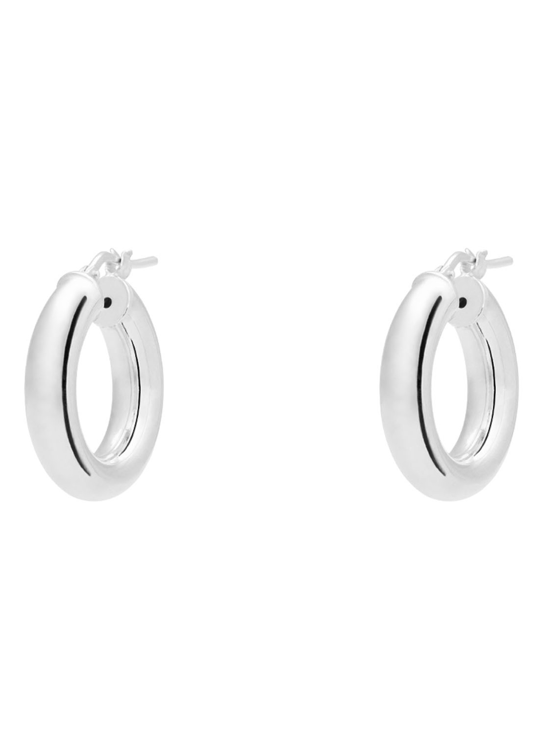 Anna + Nina Thick Plain S oorringen van zilver - voorkant zilver