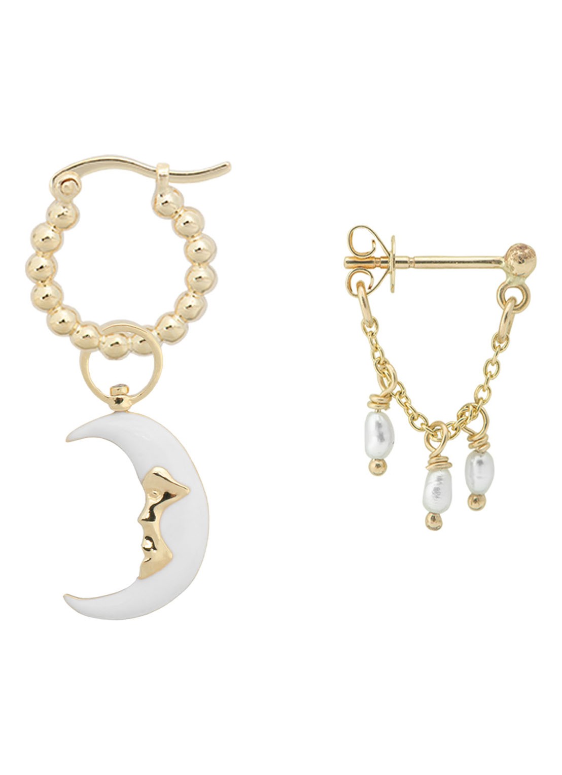 Anna + Nina To the Moon & Back oorbellen set van 2 - voorkant goud
