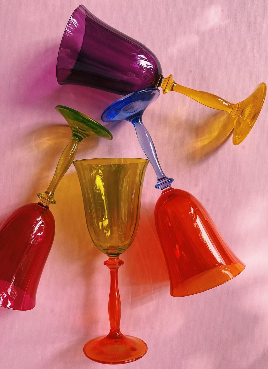 Anna + Nina Witte wijnglas 20 cl set van 4 - detail multicolor