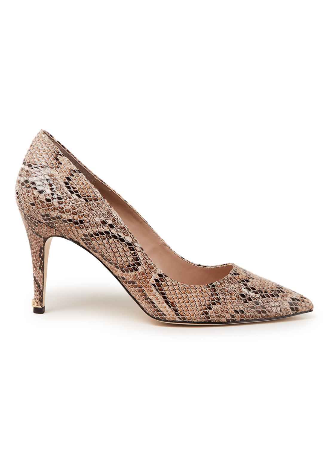 Anna pump met slangenstructuur - voorkant 4 lichtbruin
