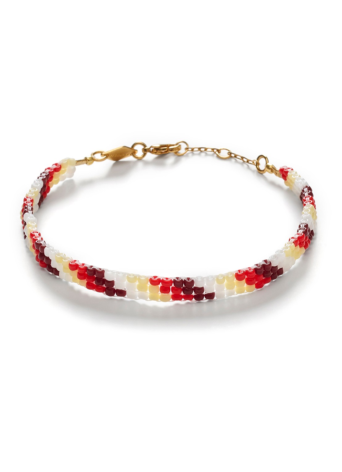 ANNI LU Arizona kralenarmband verguld - voorkant cranberryrood
