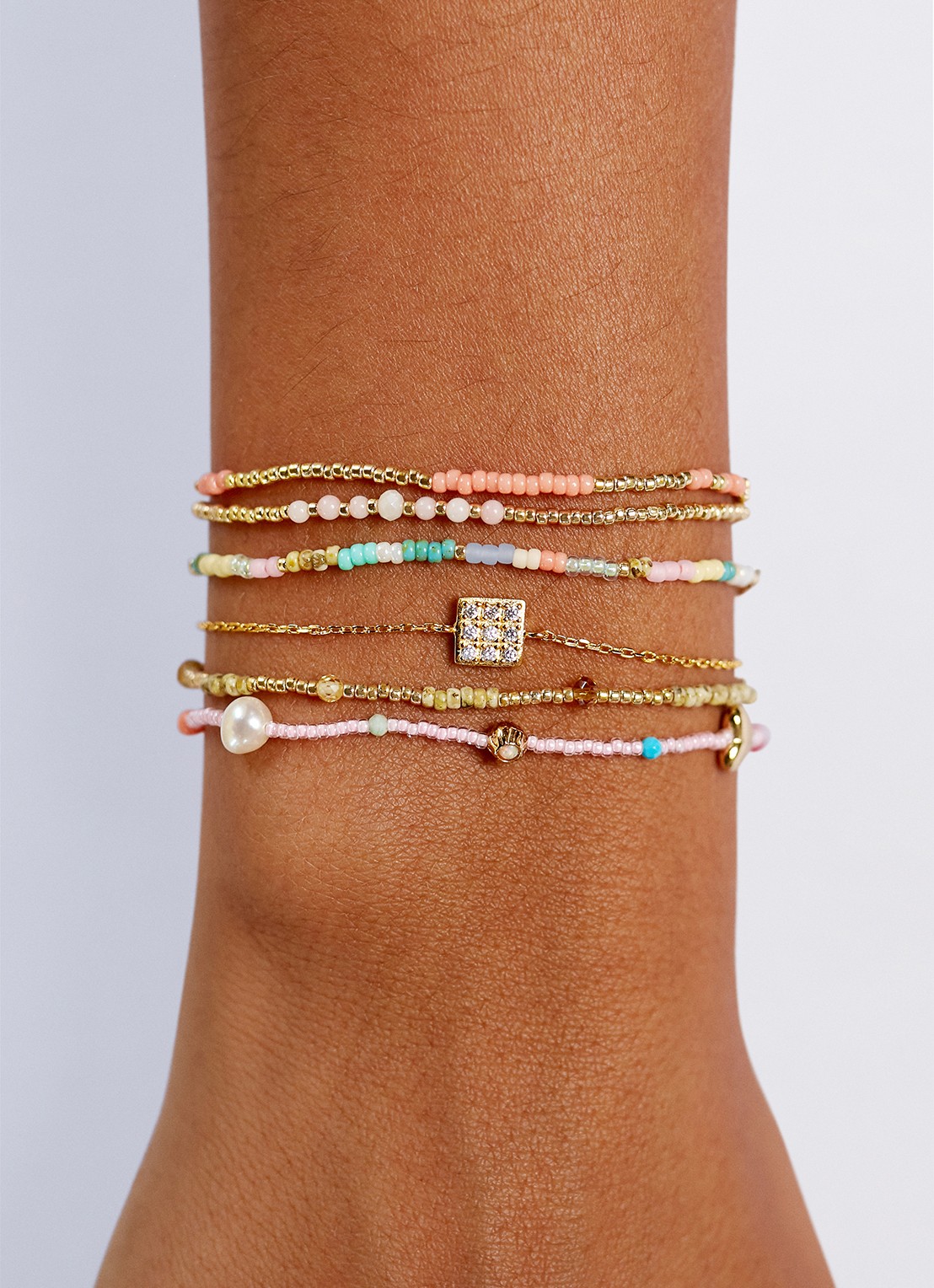 ANNI LU Clemence kralenarmband verguld - detail goud