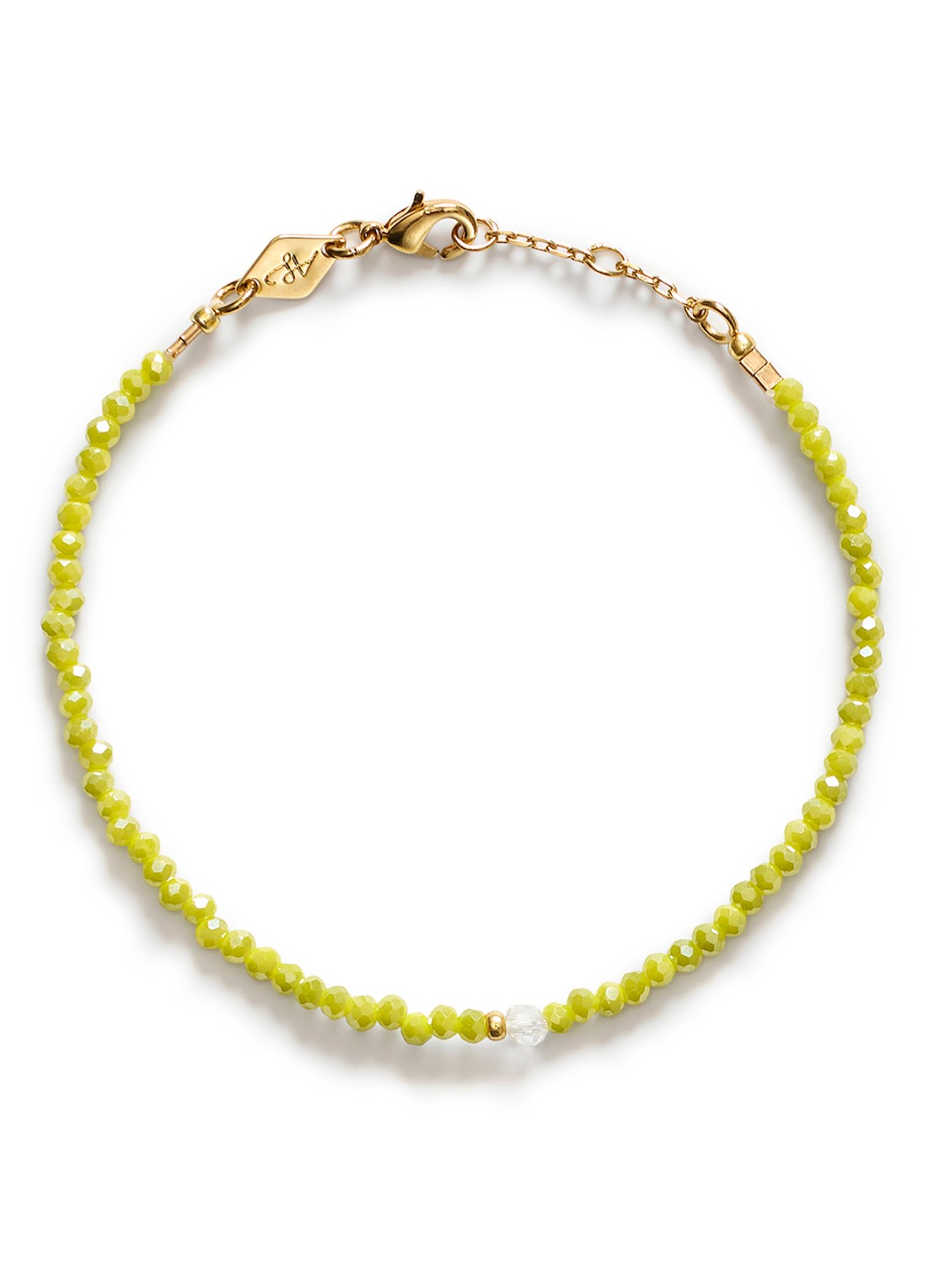 ANNI LU Cosmic cactus kralenarmband verguld - voorkant olijfgroen