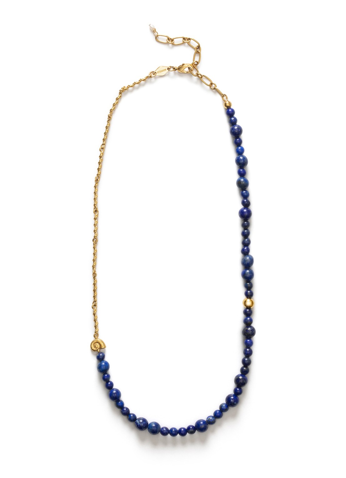 ANNI LU Deep Blue ketting verguld - voorkant kobaltblauw