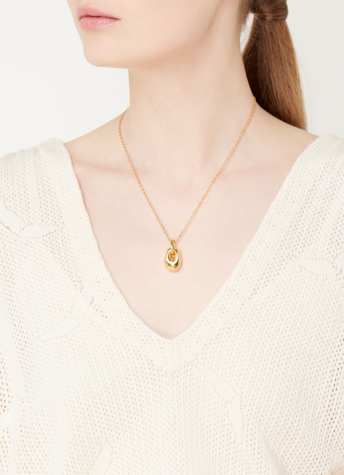 ANNI LU Golden Pebble ketting verguld - voorkant 6 goud