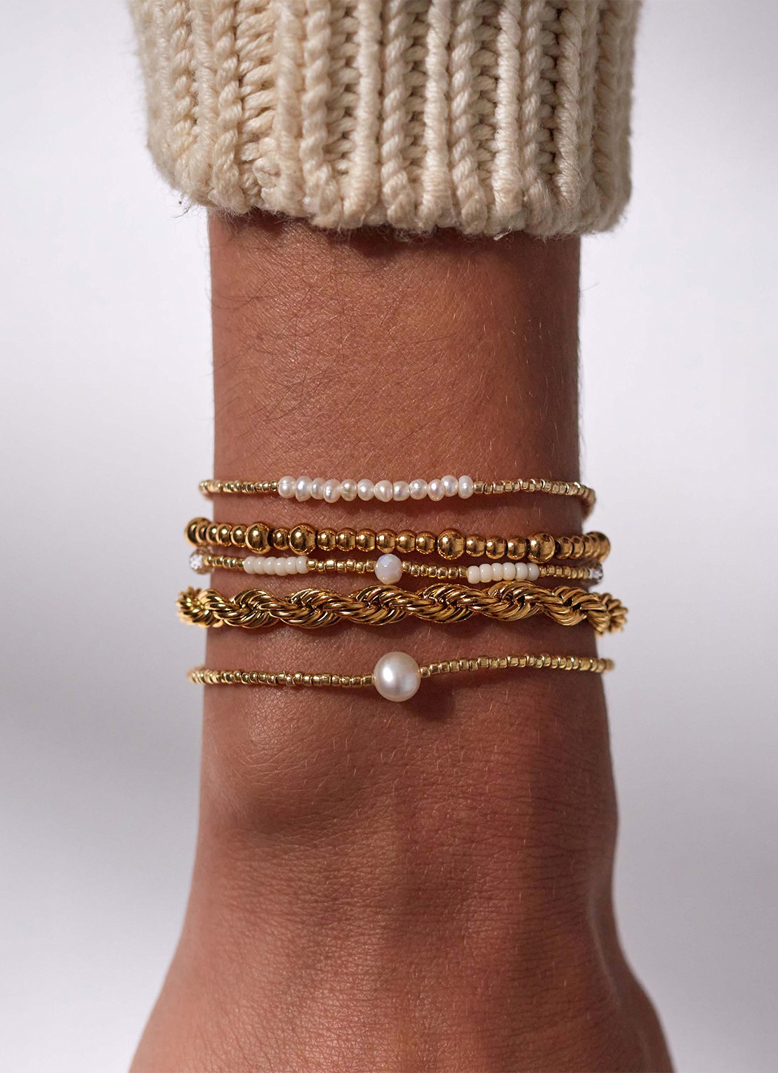 ANNI LU Golden Rope armband verguld - voorkant 2 goud
