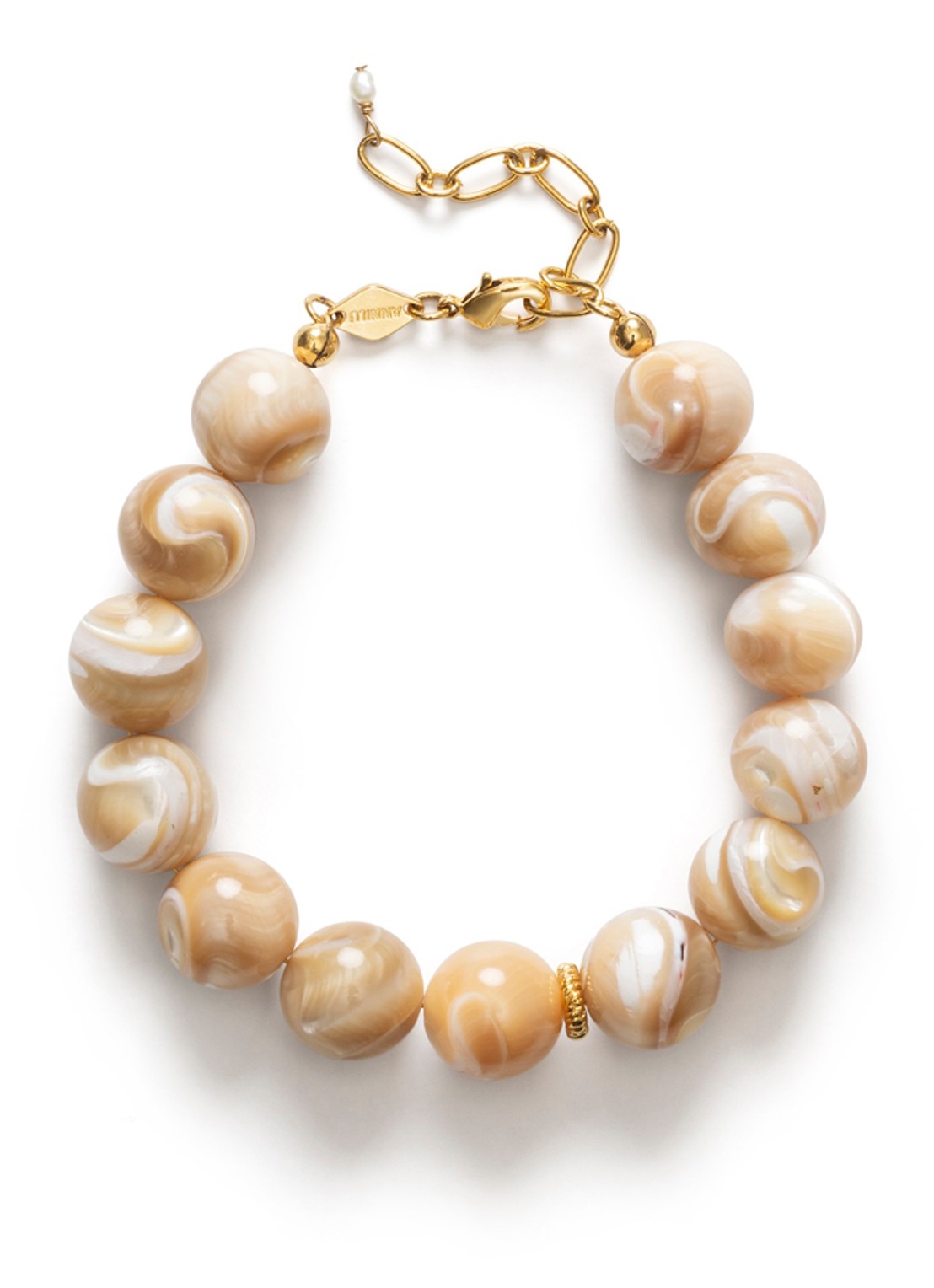 ANNI LU Jetset Gems armband verguld - voorkant beige