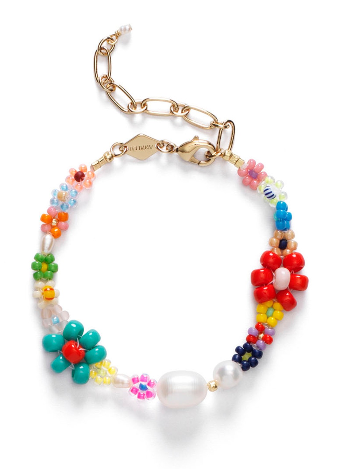 ANNI LU Mexi Flower armband verguld - voorkant goud