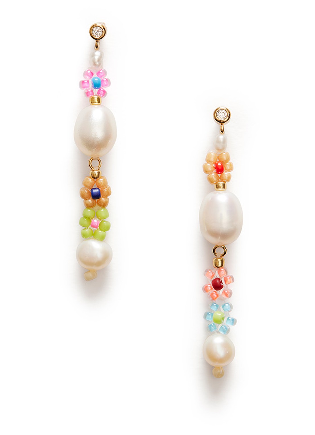 ANNI LU Mexi Flower oorstekers verguld - voorkant multicolor