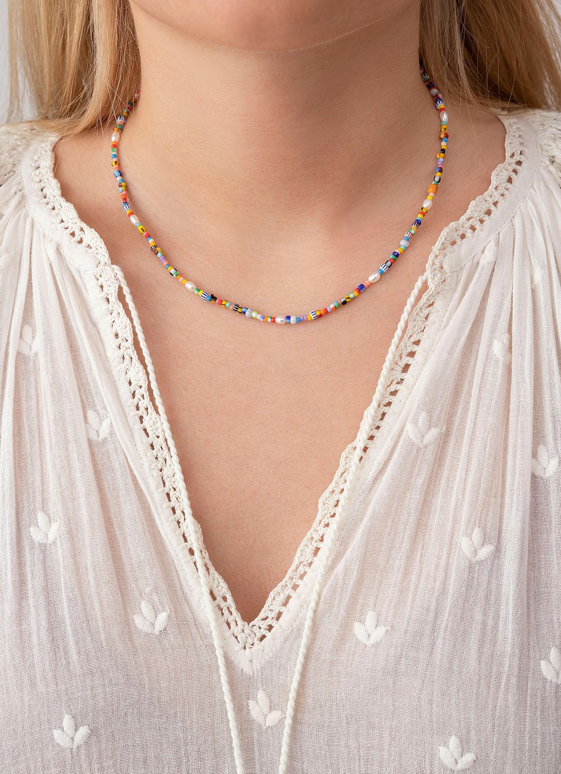ANNI LU Petit Alaia ketting met glaskralen - voorkant 2 multicolor
