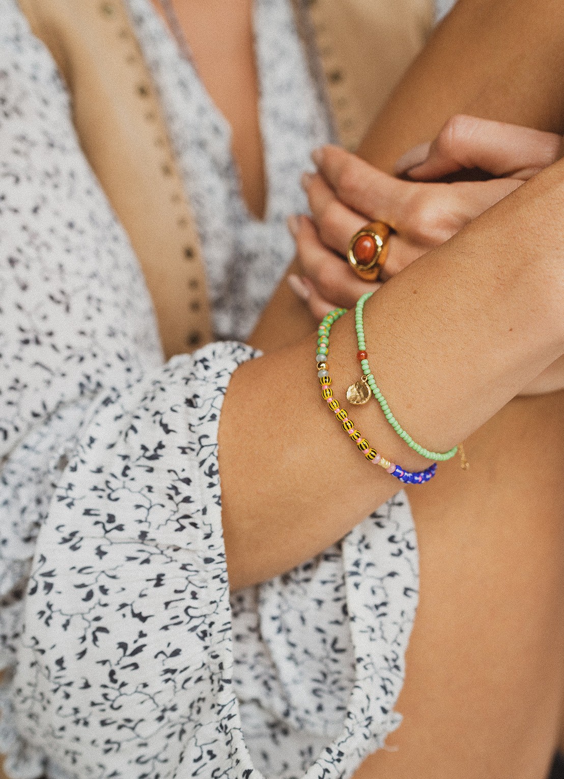 ANNI LU Peyote armband verguld  - voorkant 3 groen