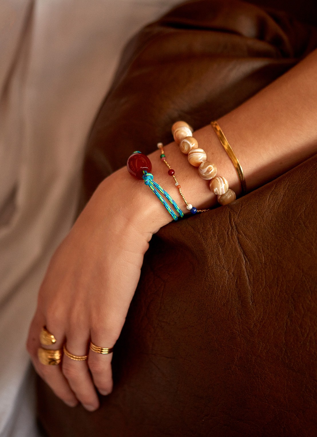ANNI LU Poolside armband   - voorkant 2 turquoise