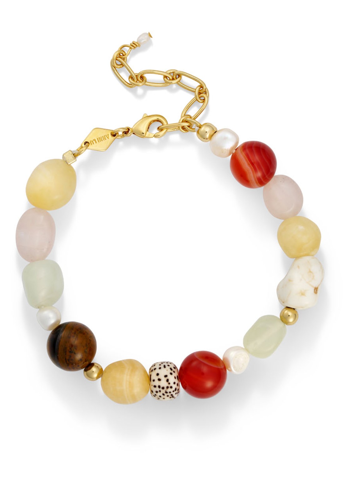 ANNI LU  Seaside kralenarmband verguld - voorkant beige