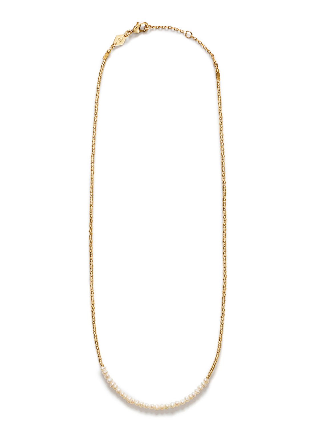ANNI LU Slim pearly ketting verguld - voorkant goud
