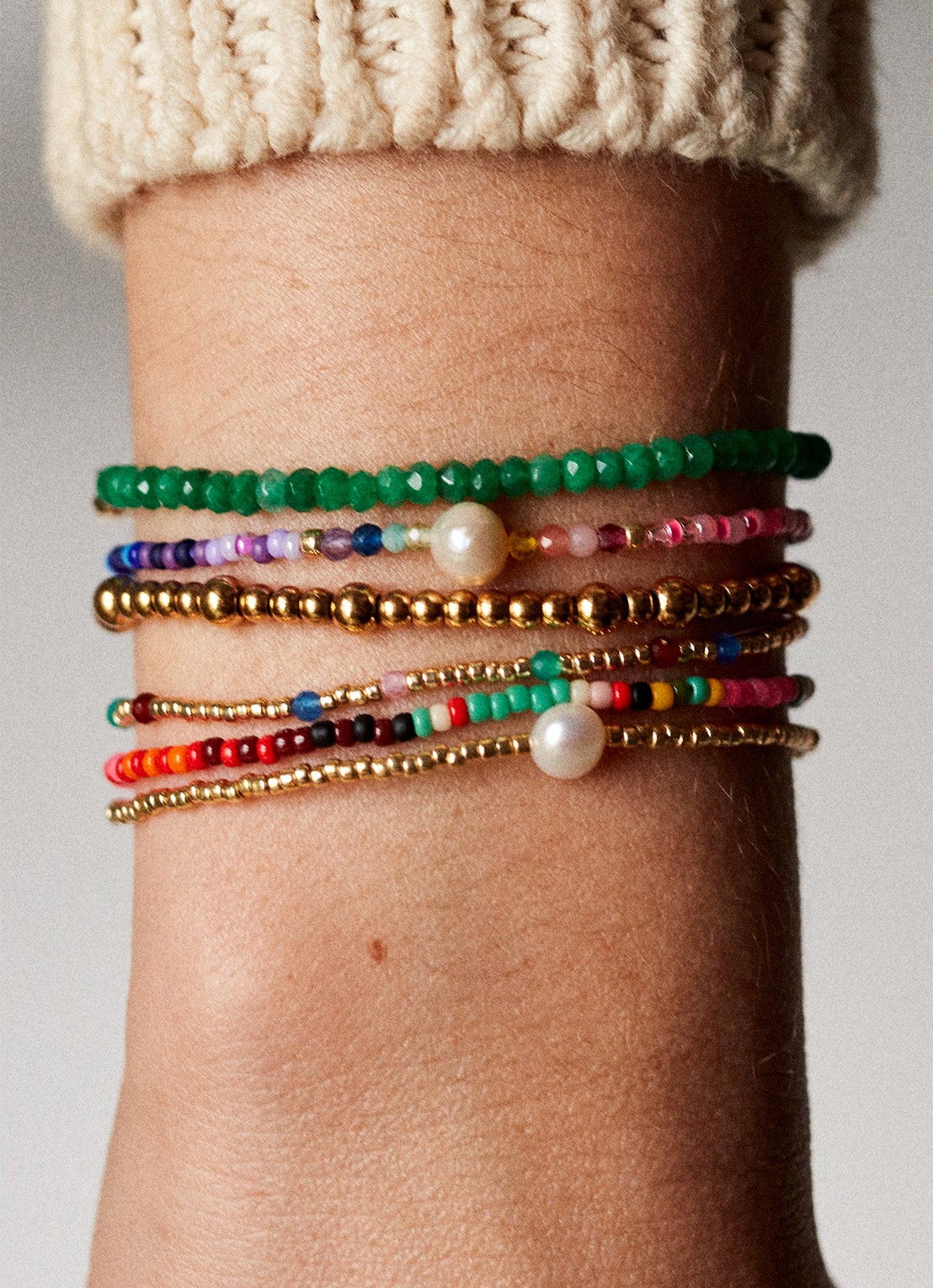 ANNI LU Tan Line armband verguld - detail groen
