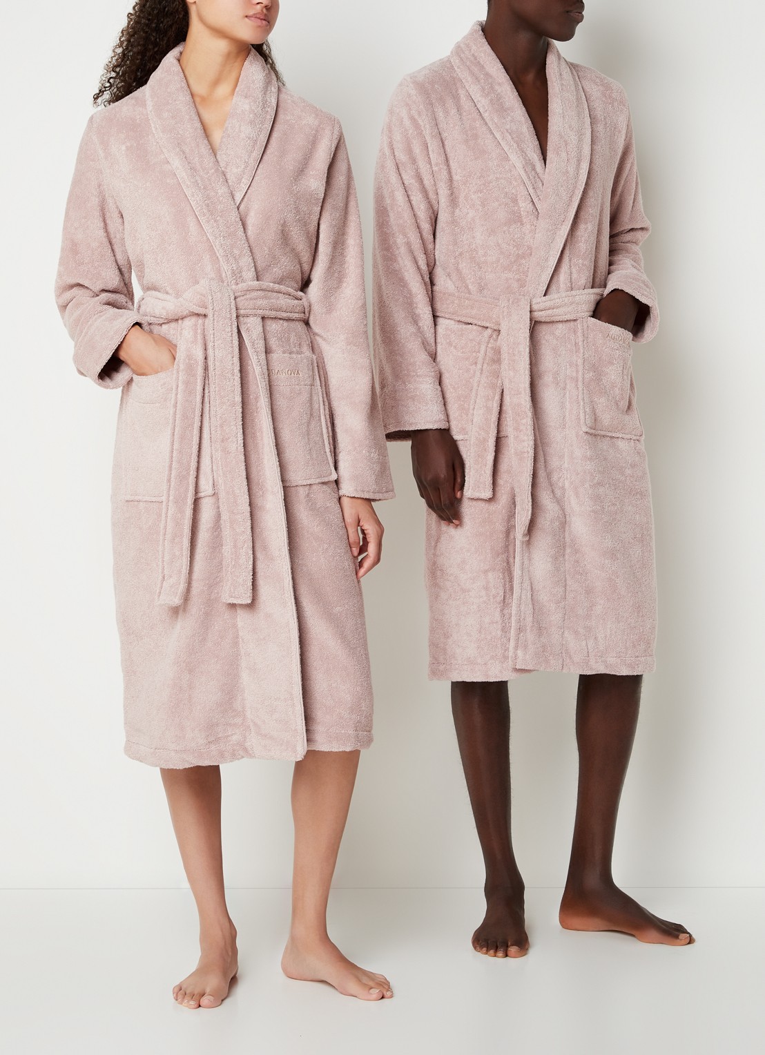 Aquanova Badjas van katoen met opgestikte zakken - unisex - detail roze
