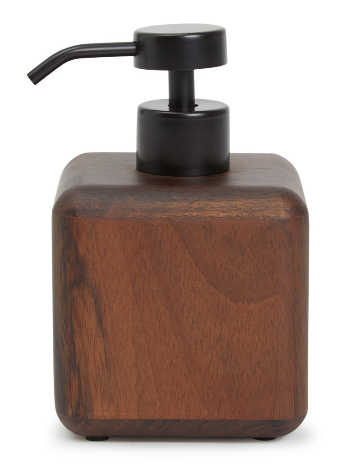 Aquanova Ebony zeepdispenser van hout - voorkant donkerbruin