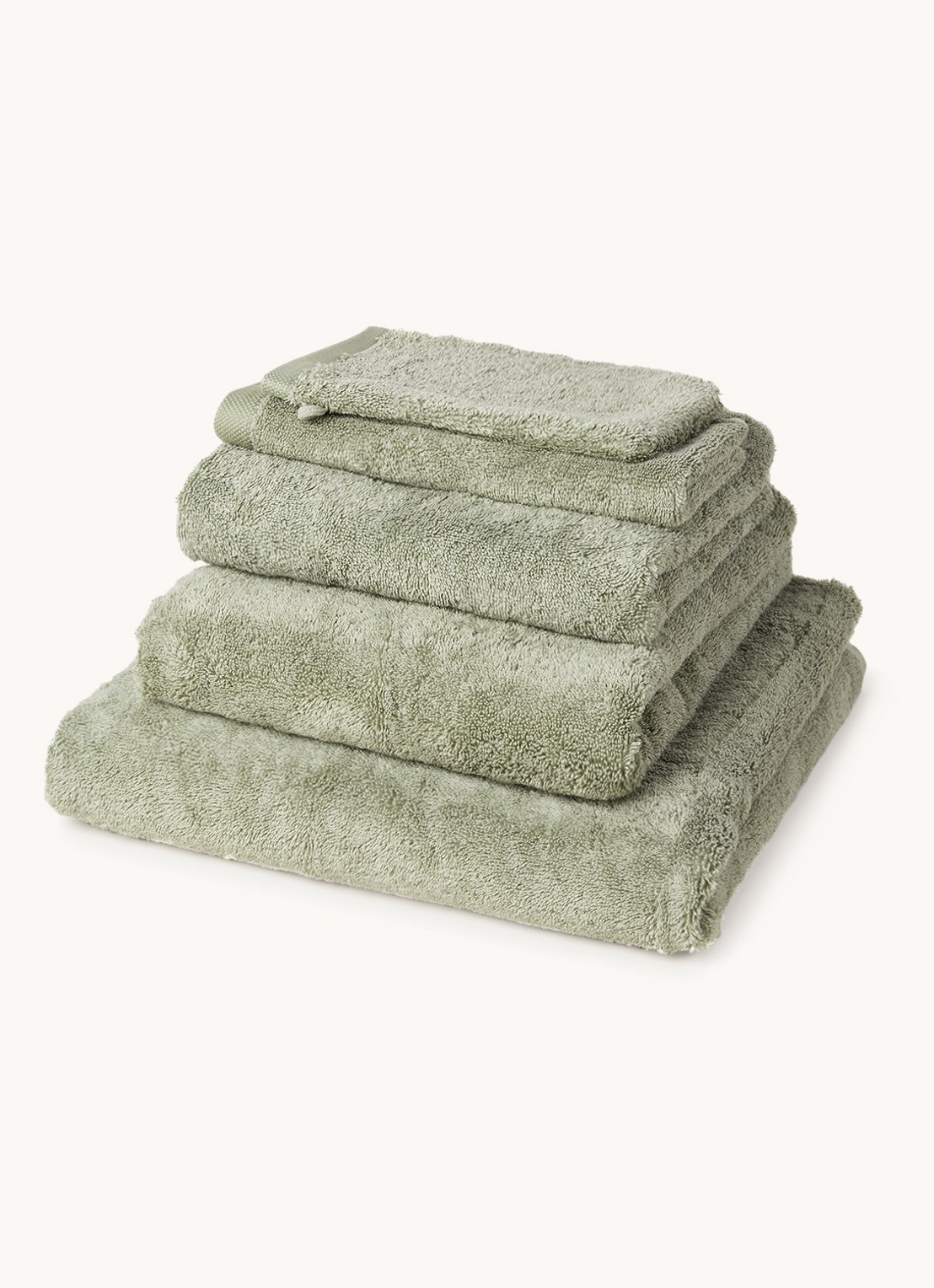 Aquanova London badhanddoek - 600 gr/m2 - 55 x 100 cm - voorkant 2 mosgroen