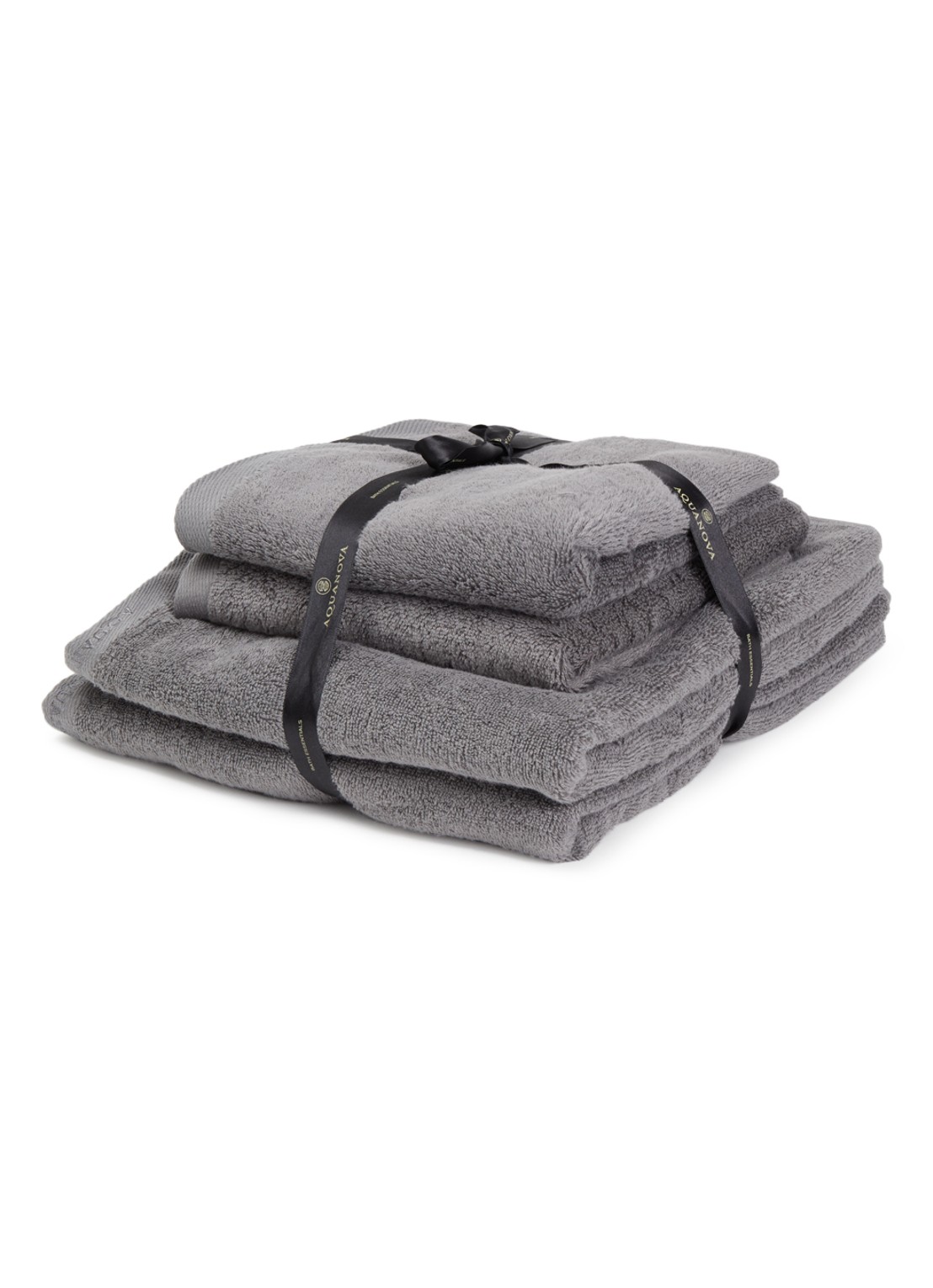 Aquanova Rio handdoek set van 4 - 500 gr/m2 - voorkant donkergrijs