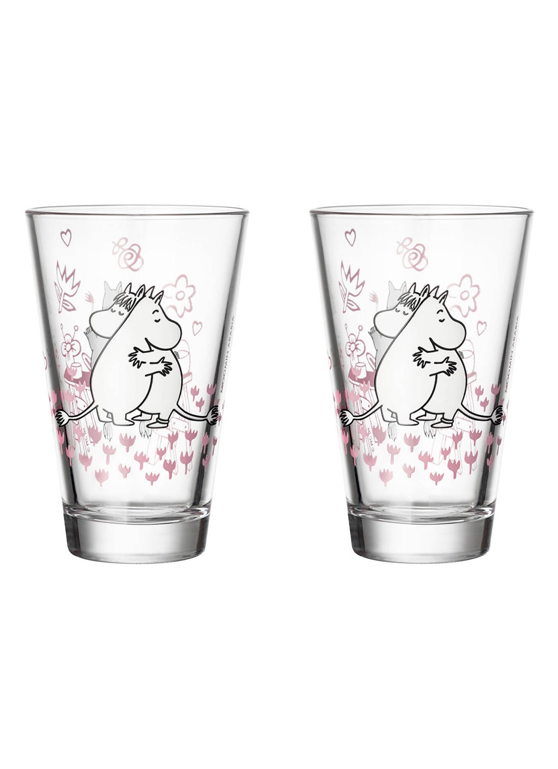 Arabia Moomin Love drinkglas 30 cl set van 2 - voorkant 3 transparant
