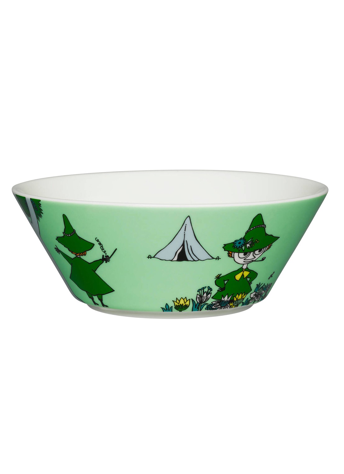Arabia Snufkin Moomin kom 15 cm - voorkant groen