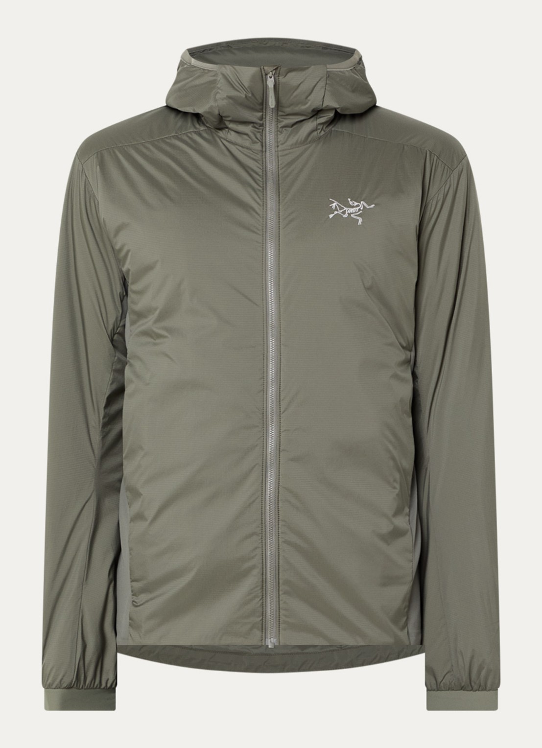 Arc'teryx Atom gewatteerd jack met capuchon en ritszakken - voorkant 2 legergroen