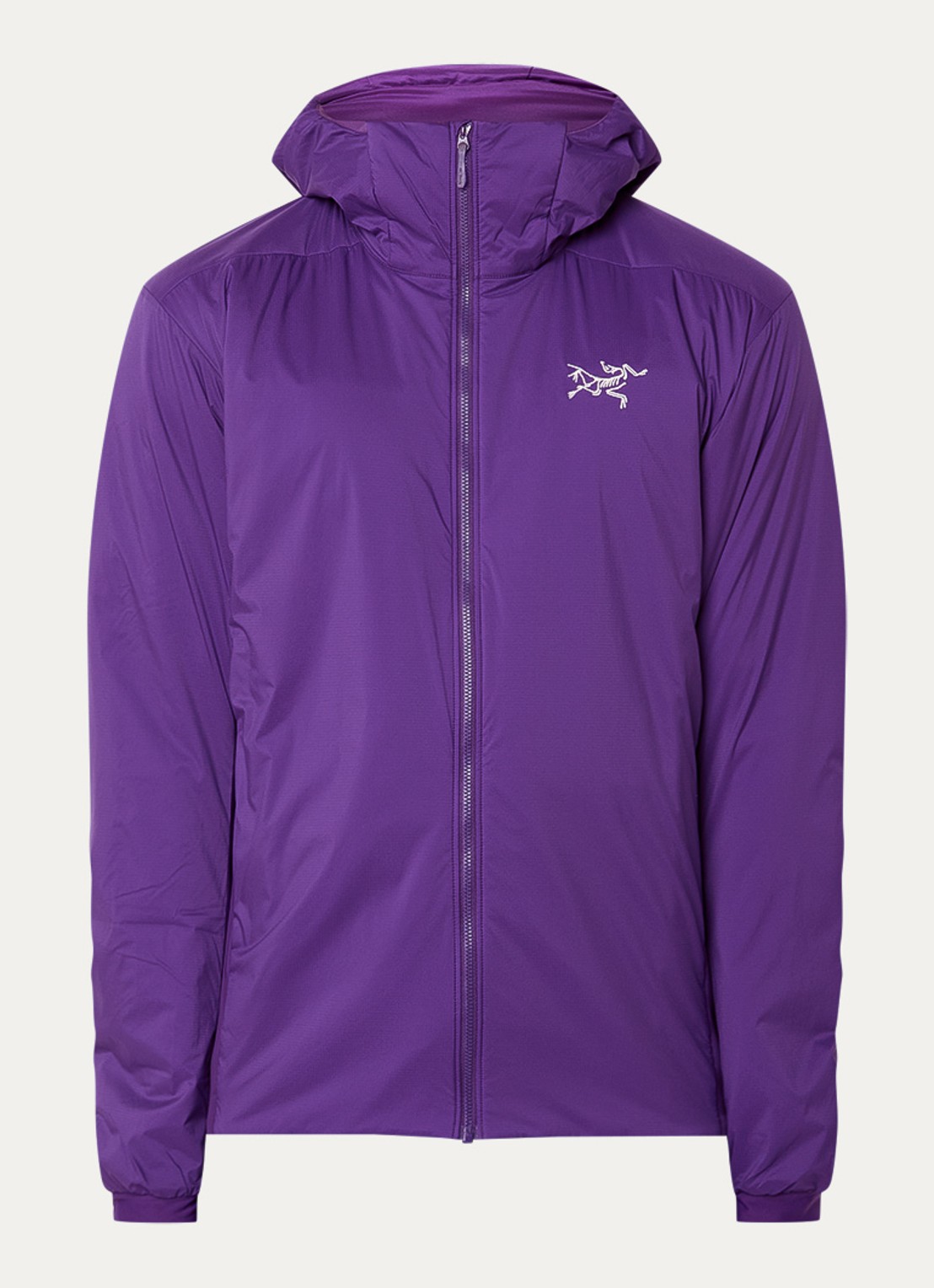 Arc'teryx Atom gewatteerd jack met capuchon en ritszakken - voorkant paars