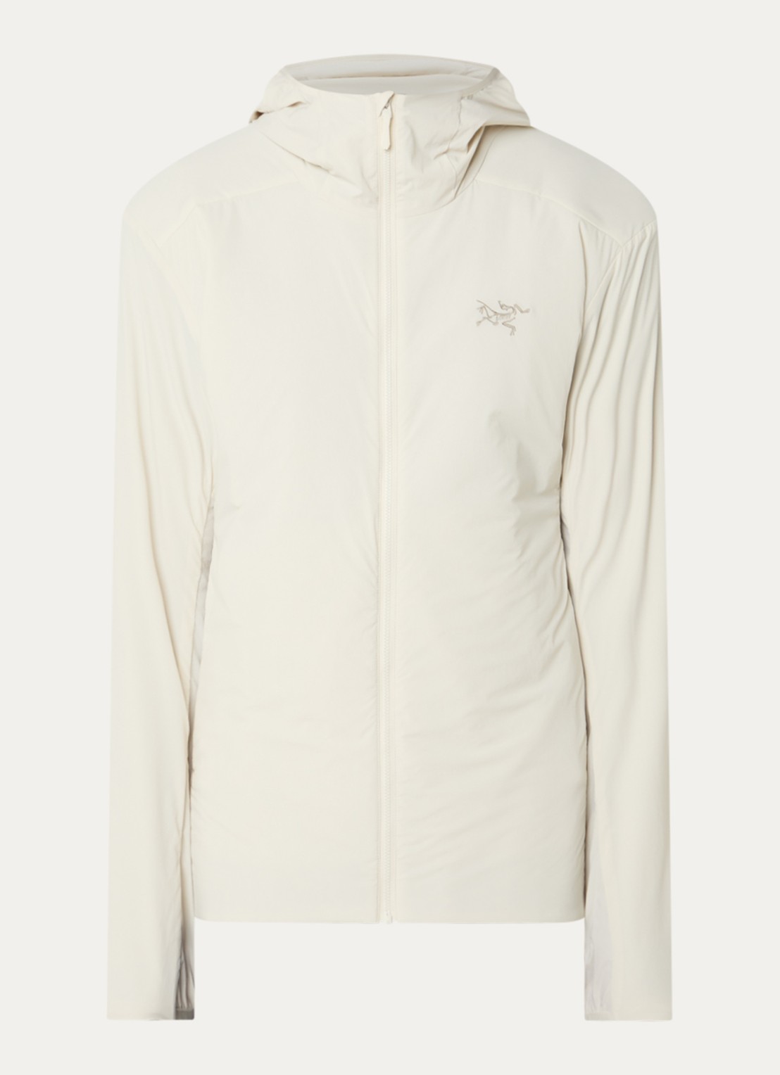 Arc'teryx Atom windjack met ritszakken en capuchon - voorkant 2 beige