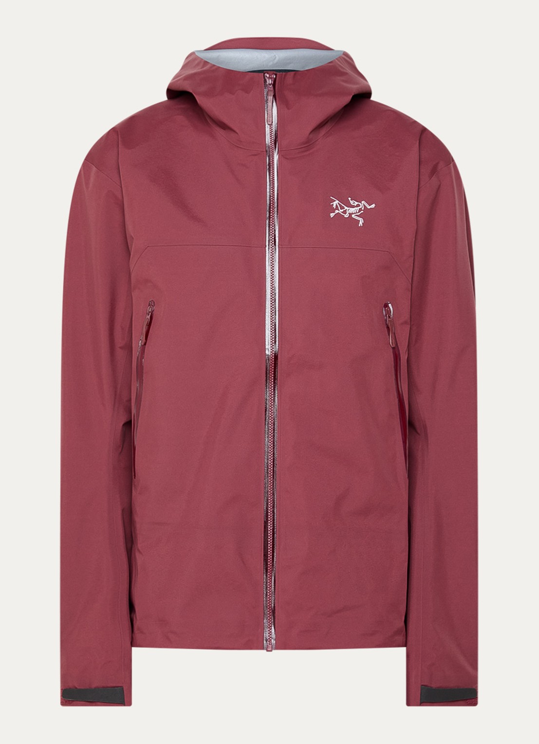 Arc'teryx Beta Gore-Tex windjack met logoborduring en ritszakken - voorkant bordeauxrood