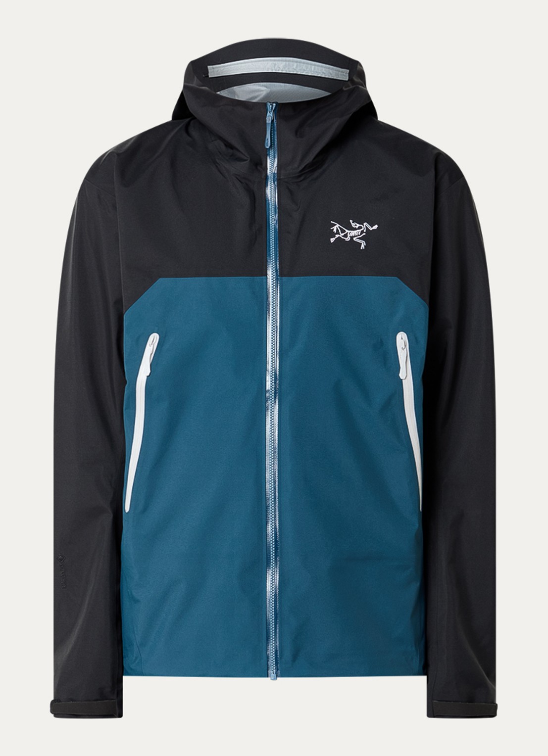 Arc'teryx Beta Gore-Tex windjack met logoborduring en ritszakken - voorkant 2 petrol