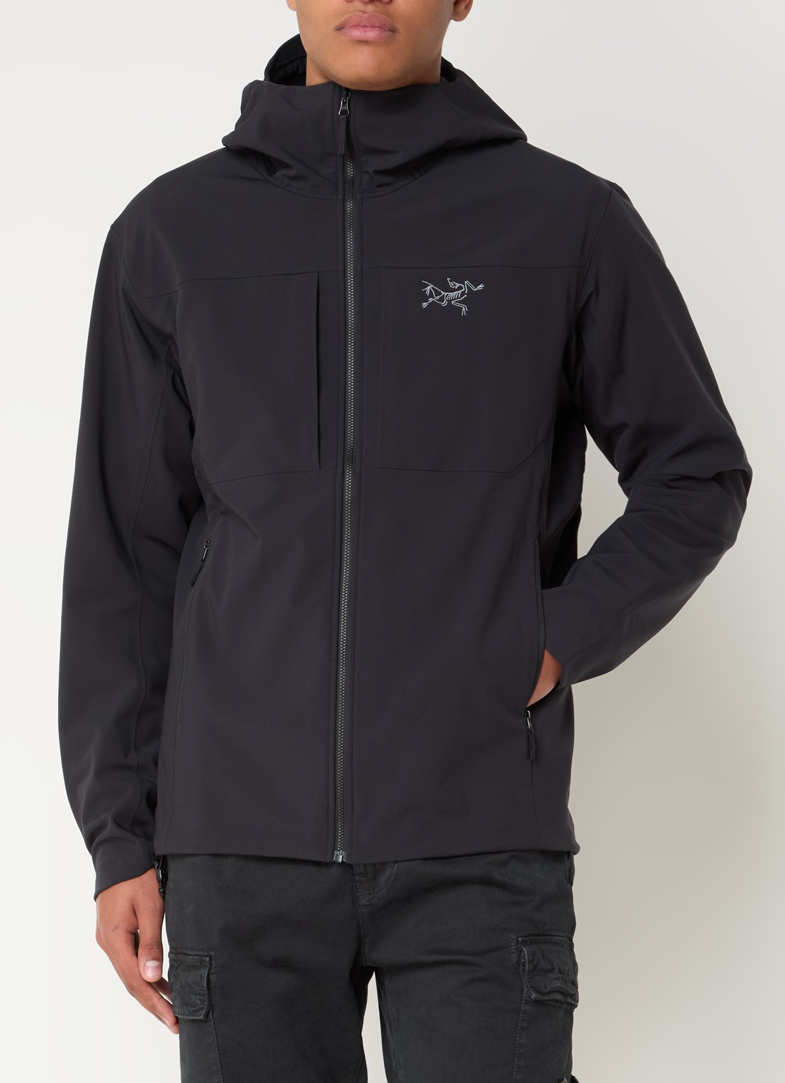 Arc'teryx Gamma MX softshell jack met ritszakken en logoborduring - detail zwart