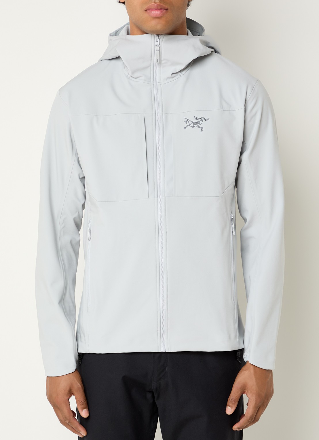 Arc'teryx Gamma MX softshell jack met ritszakken en logoborduring - detail 2 lichtgrijs
