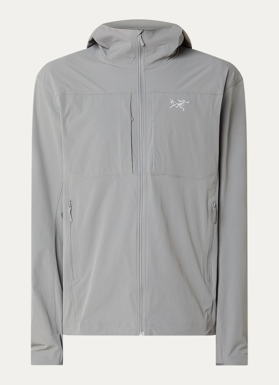 Arc'teryx Gamma windjack met logoborduring en ritszakken - voorkant 2 grijs