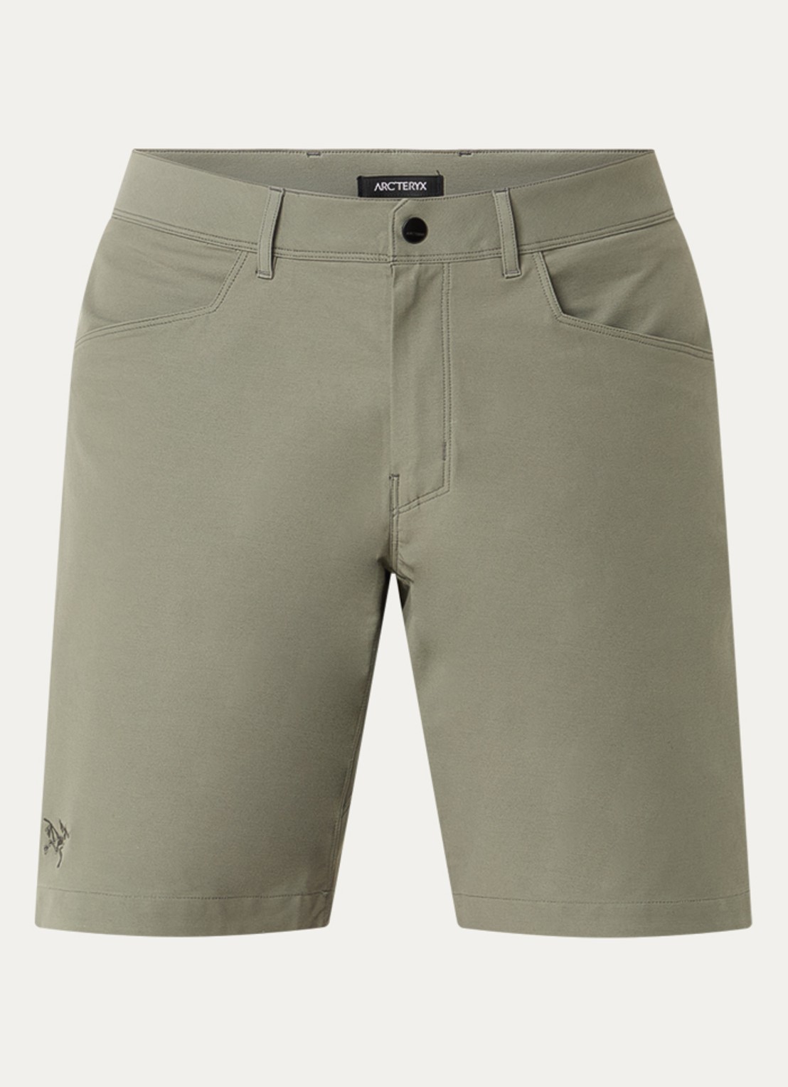 Arc'teryx Kragg slim fit korte broek met steekzakken - voorkant bronsgroen